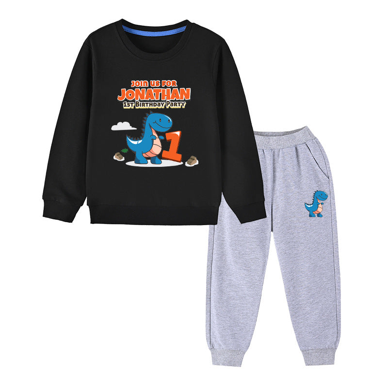 Baby Boy Cartoon Dinosaur Print Pattern Hoodie Combo Trousers Cotton 1 Pieces Sets-5