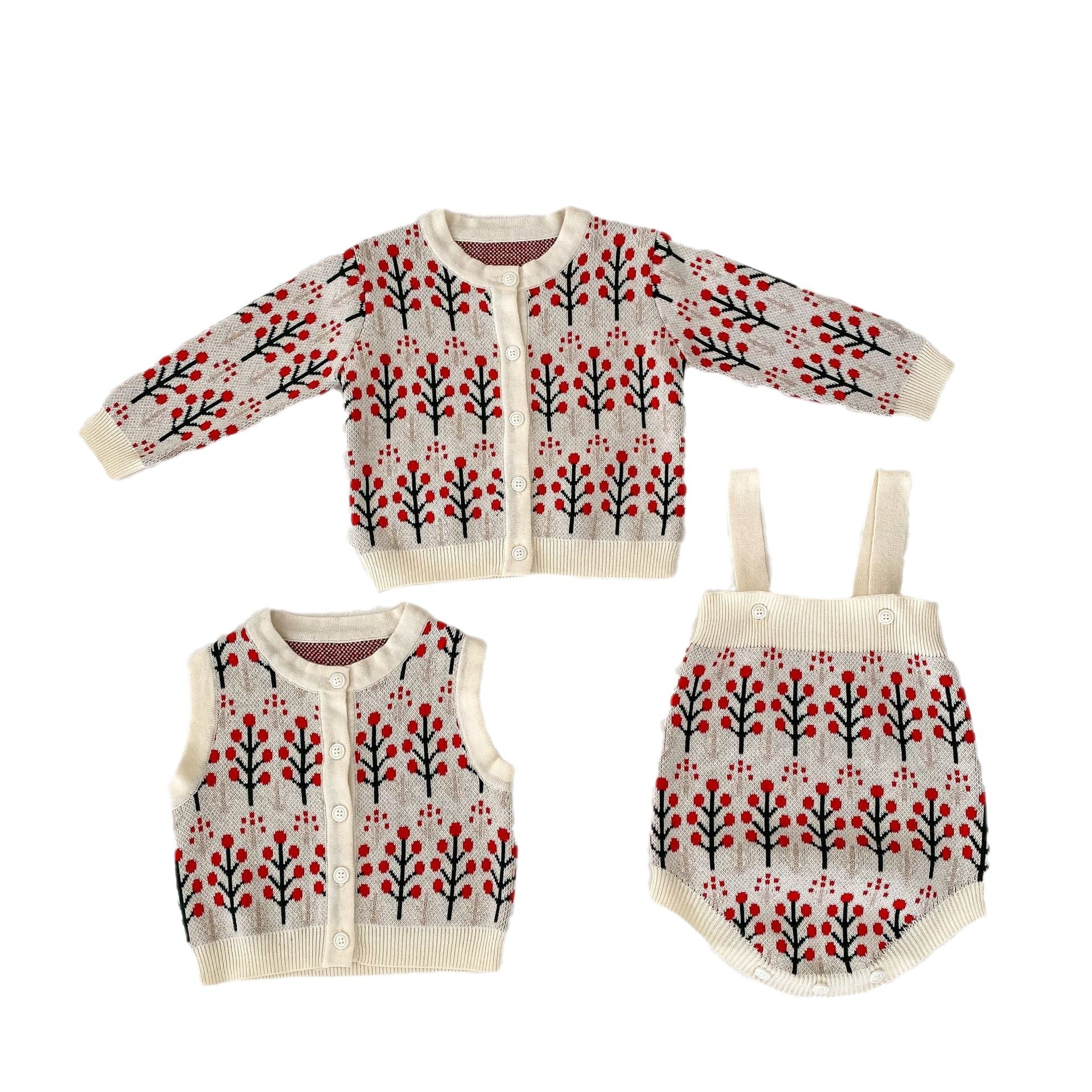 Autumn Flower Pattern Knitwears Cardigan & Onesies-7