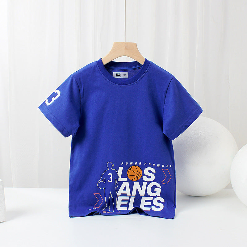 Baby Print Pattern Crewneck Short Sleeve Cotton T-Shirt-2