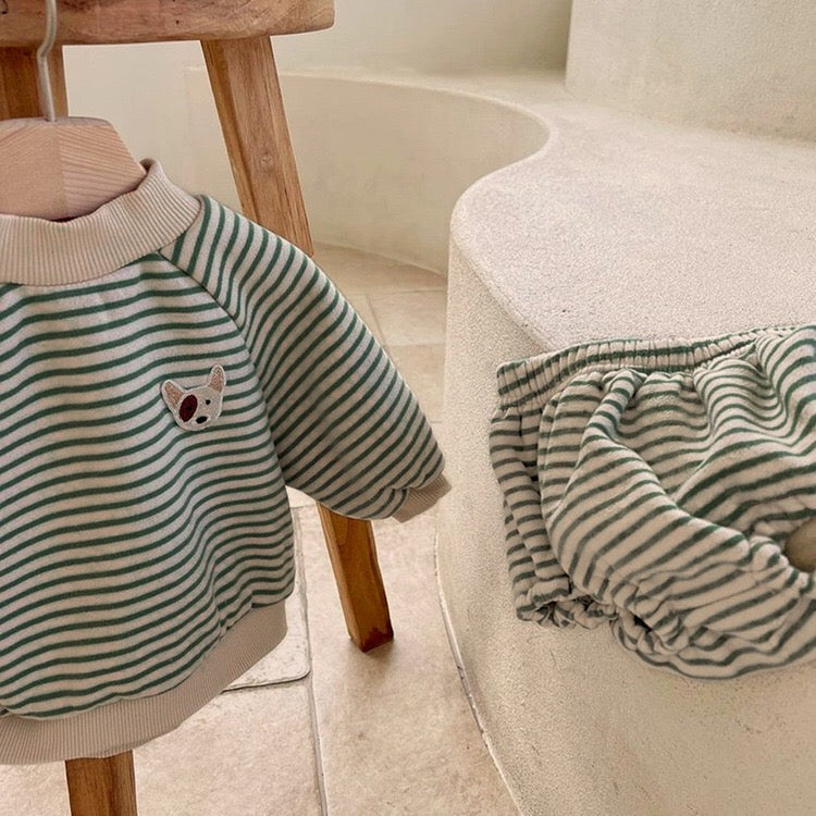 Baby Striped Pattern Hoodies Combo Triangle Shorts Sets-7