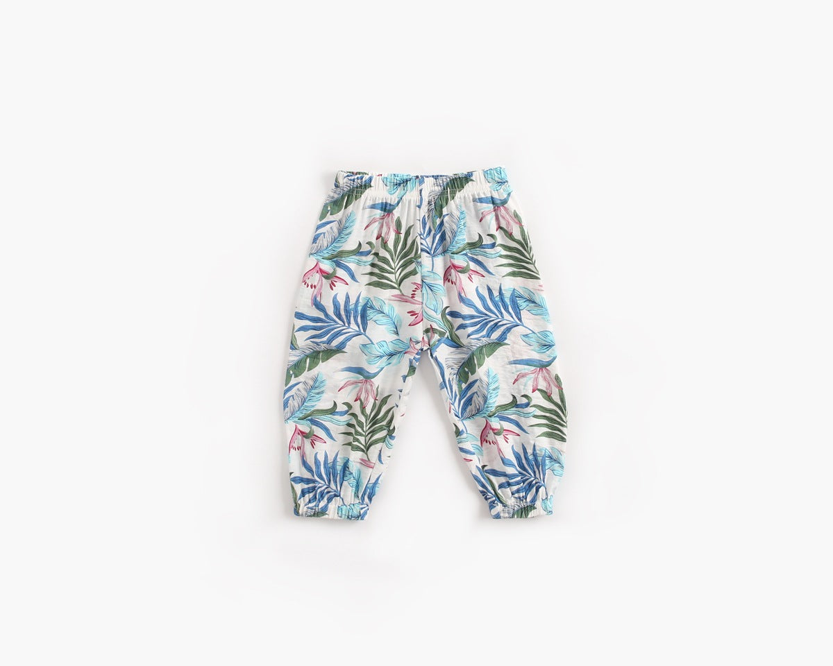 Baby Girl Floral Print Pattern Wide Leg Pants In Spring & Summer-8