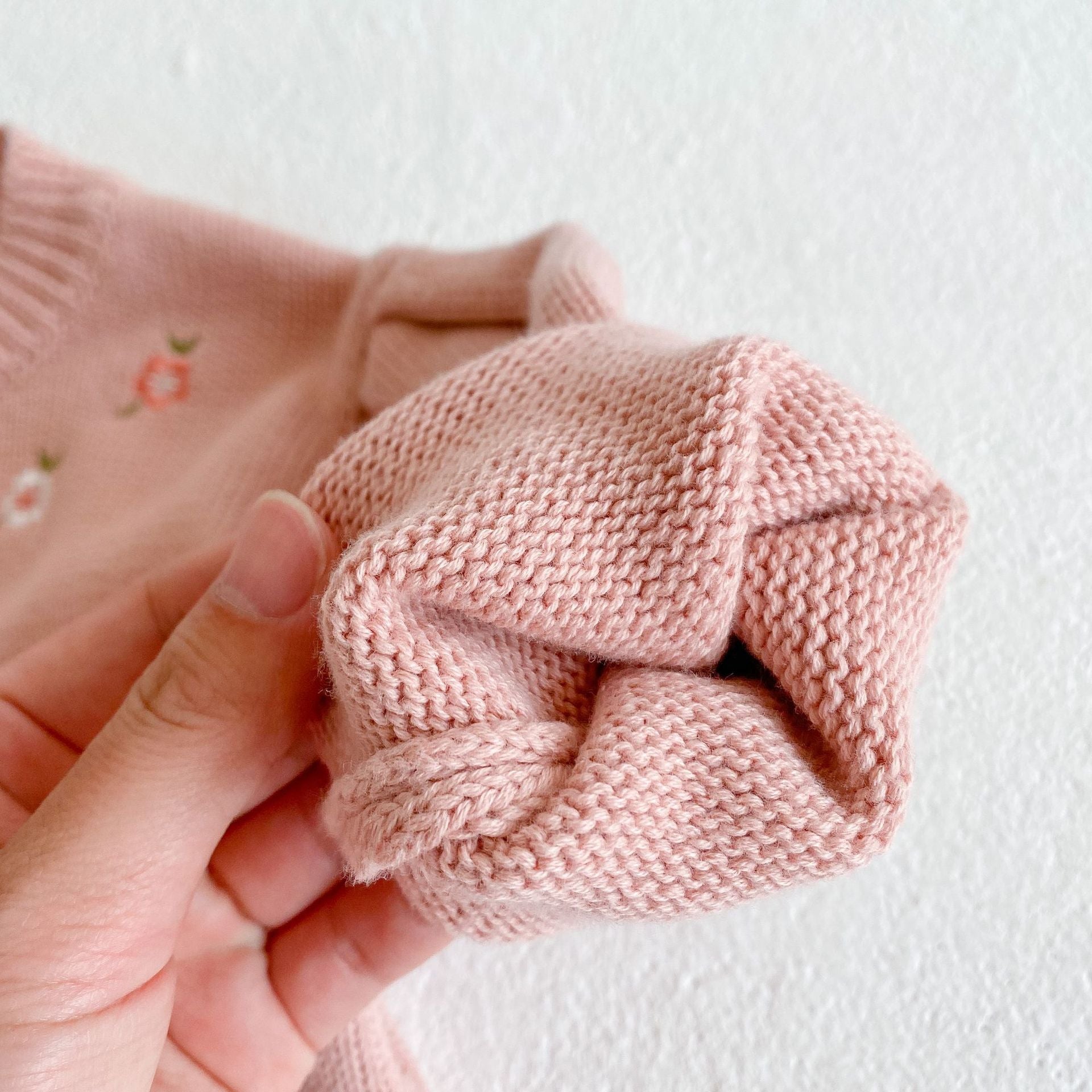 Baby Girl 1pcs Crochet Knitting Graphic Contrast Onesies & Floral Embroidered Cardigan Sets-7