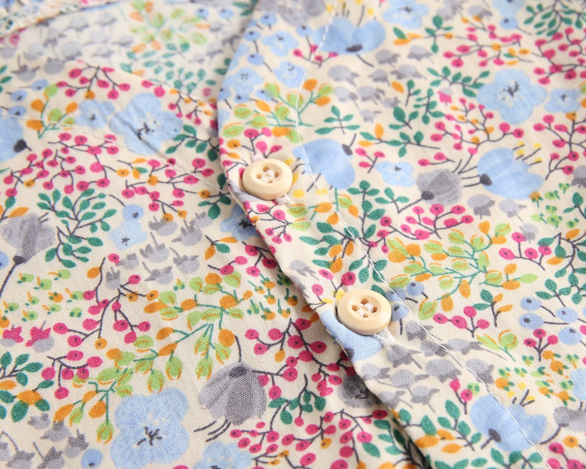 Baby Girls Floral Print V-Neck Buttoned Design Short-Sleeved Onesies-8