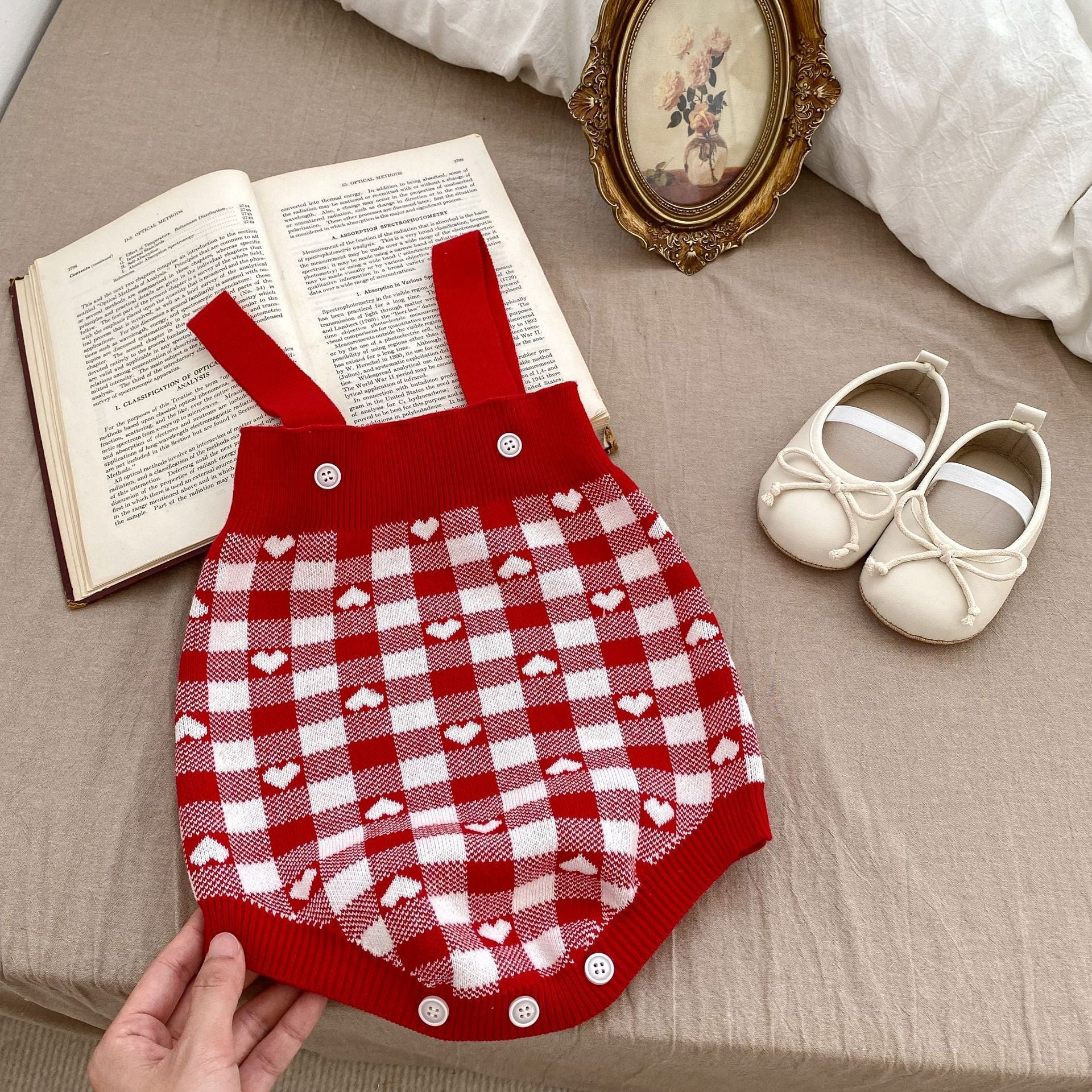 Autumn Heart Pattern Knitted Onesies & Cardigan Sets-7
