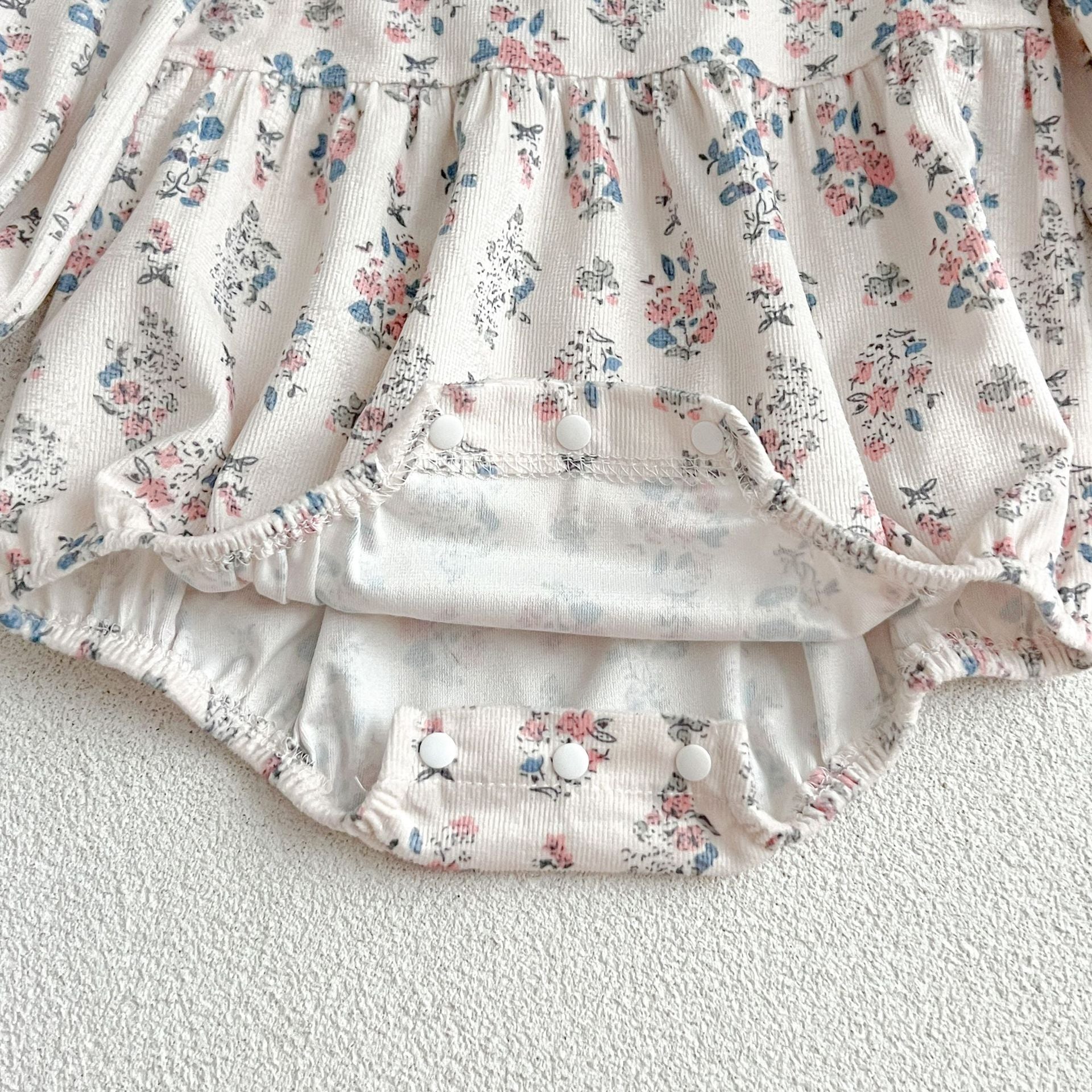 Floral Square Neck Lantern Long Sleeve Sweet Princess Onesies&Dress-8