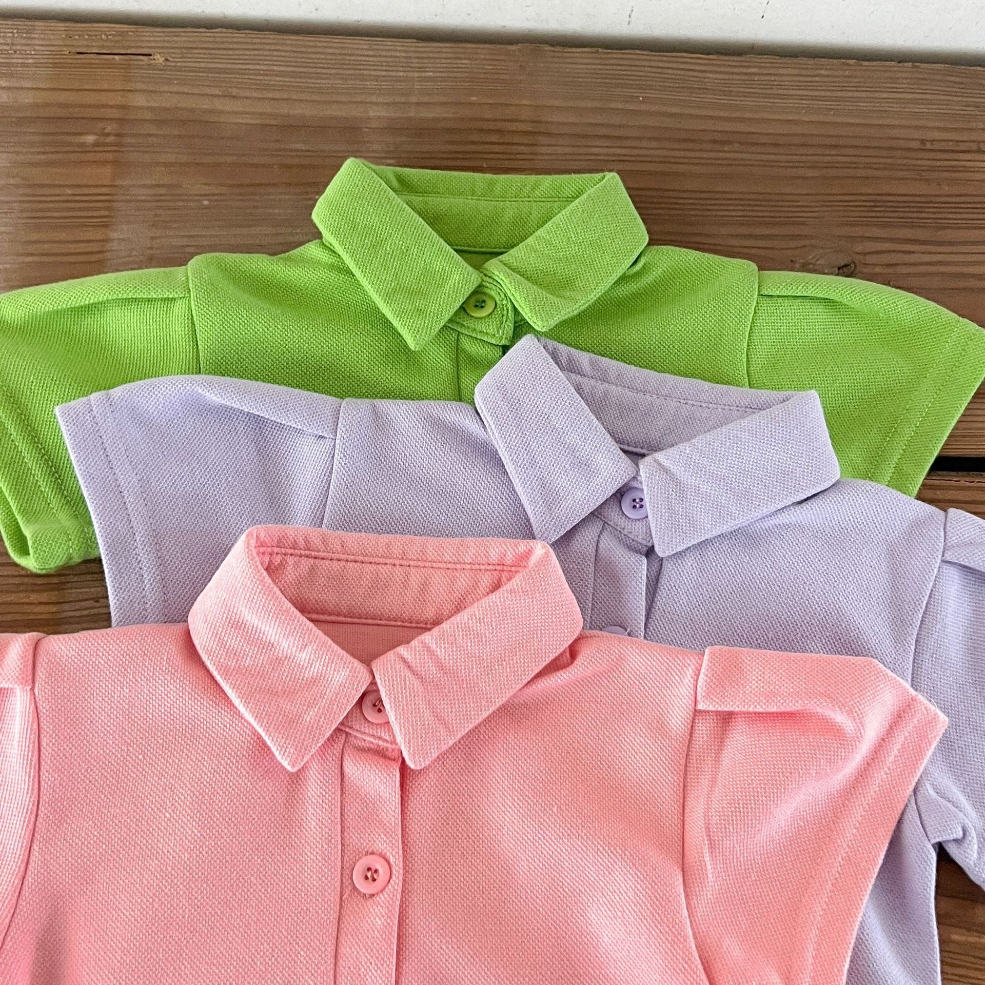 Baby Solid Color Polo Neck Summer Clothing Sets-8