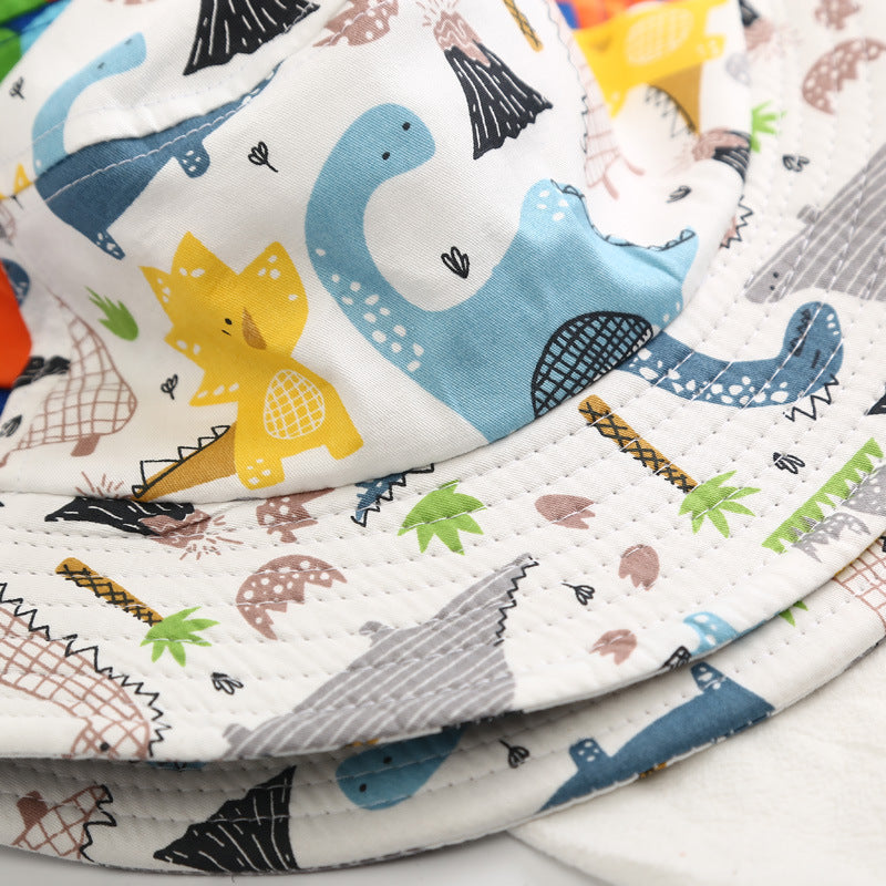 Baby Boy Cartoon Animal & Cactus Pattern Sunshade Bowl Hats-8