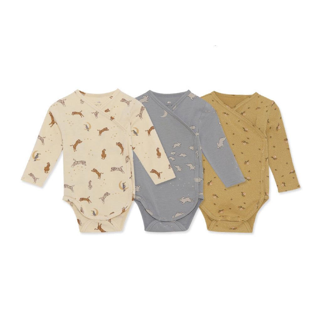 Baby Floral & Animals Graphic Envelope Collar Or Side Opening Design Bodysuit-7