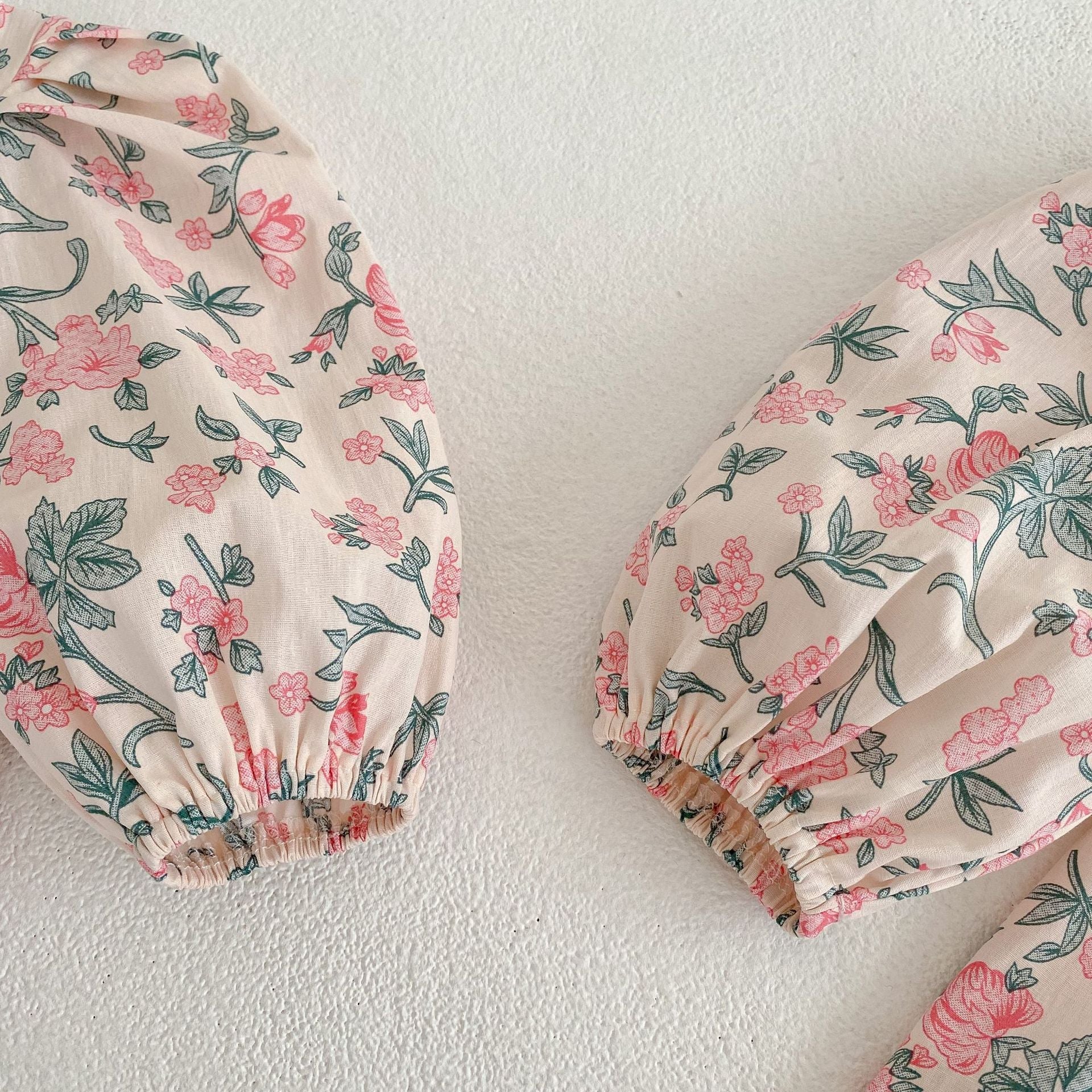 Baby Girl Flower Print Pattern Mesh Patchwork Design Onesies & Dress-8