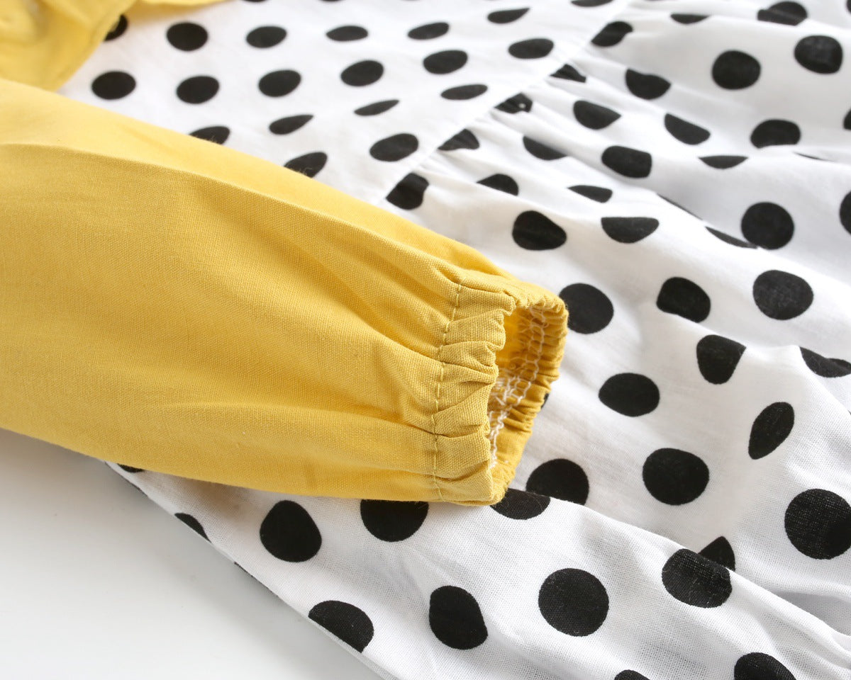 Baby Girl Polka Dot Pattern Ruffle Collar Design Long Sleeves Bodysuit Onesies-8