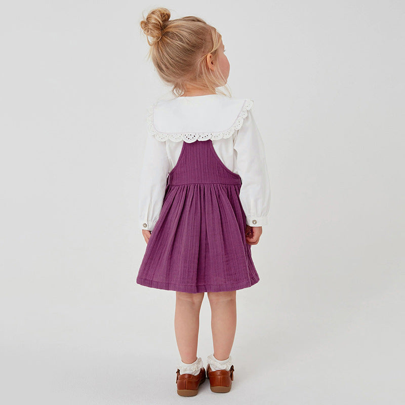 Embroidered Pattern Doll Neck Short & Dress Sets-9