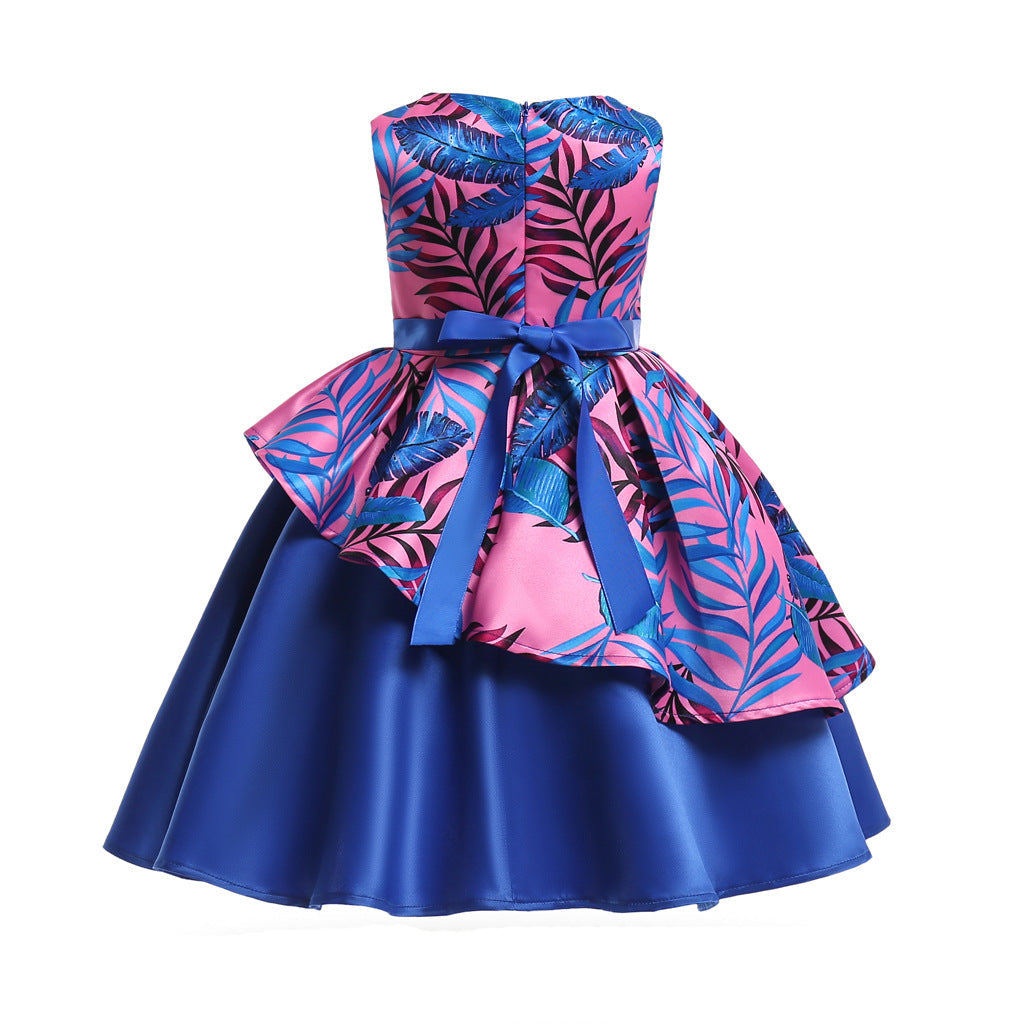 Baby Girl Floral Pattern Bow Tie Princess Tutu Dress Formal Dress-14