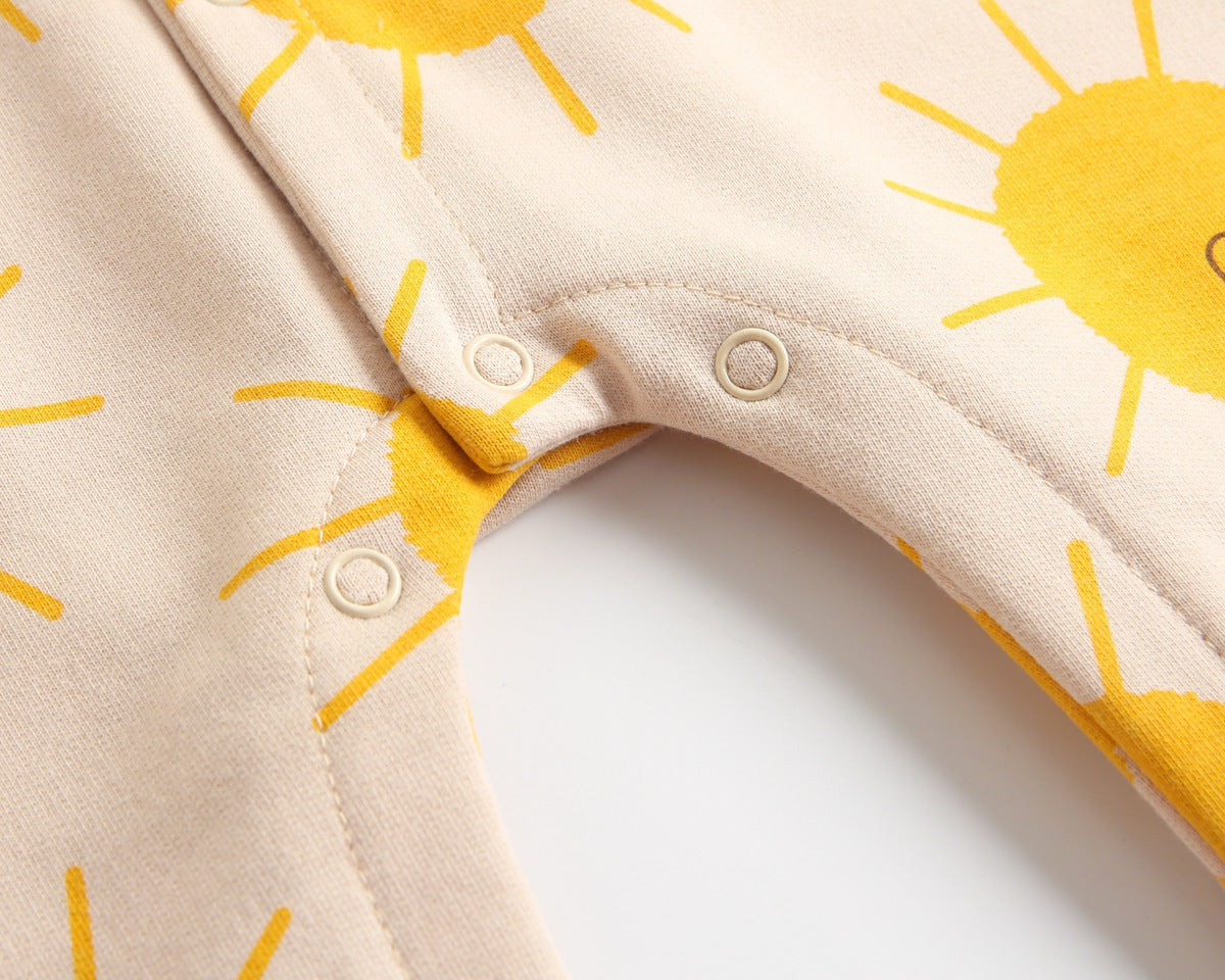Baby Cartoon Sun Pattern Snap Button Long Sleeved Romper In Spring & Autumn-9