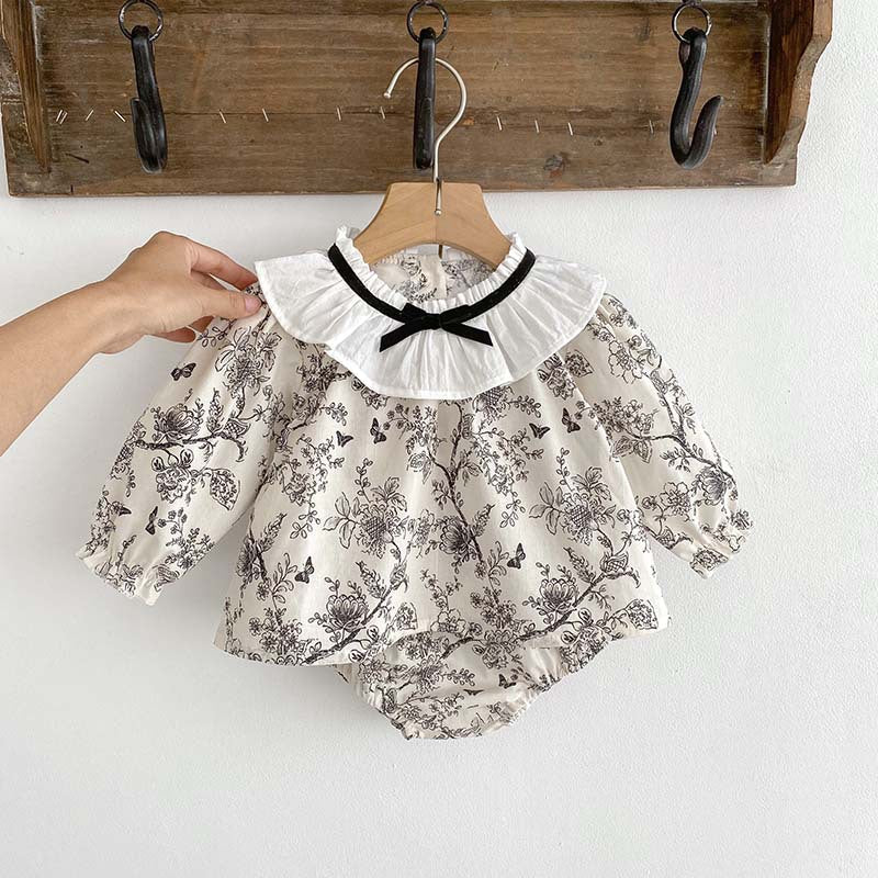 New Arrival For Spring: Floral Painting Pattern Top And Shorts Set-9