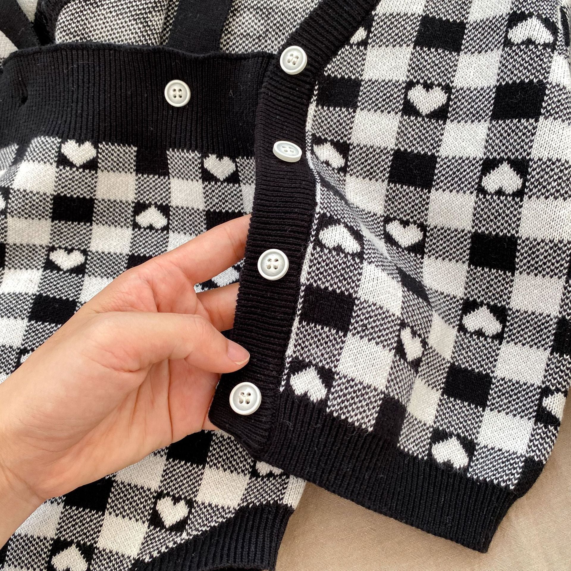 Autumn Heart Pattern Knitted Onesies & Cardigan Sets-8