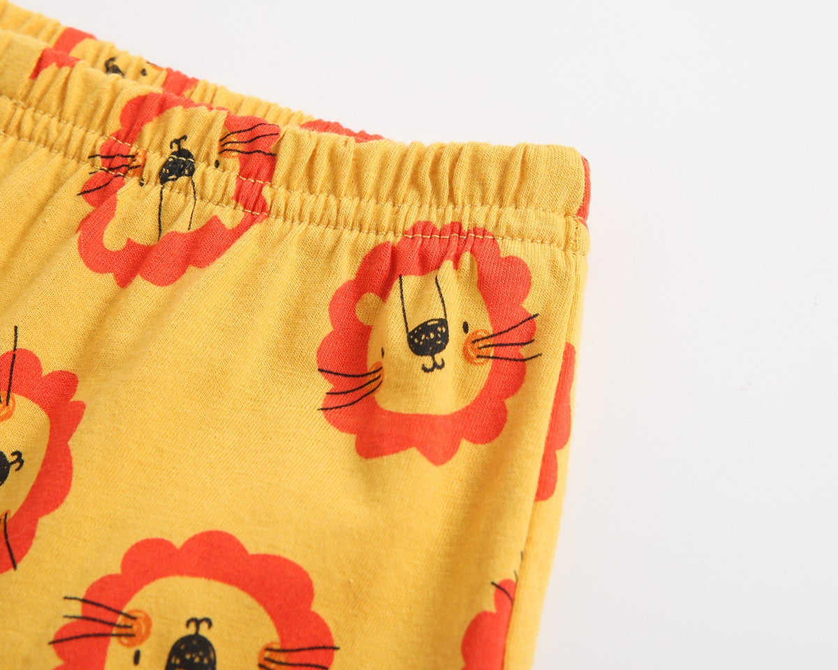 Baby Boy And Girl Animal Tiger Print Sleeveless Top Combo Shorts Sets-9