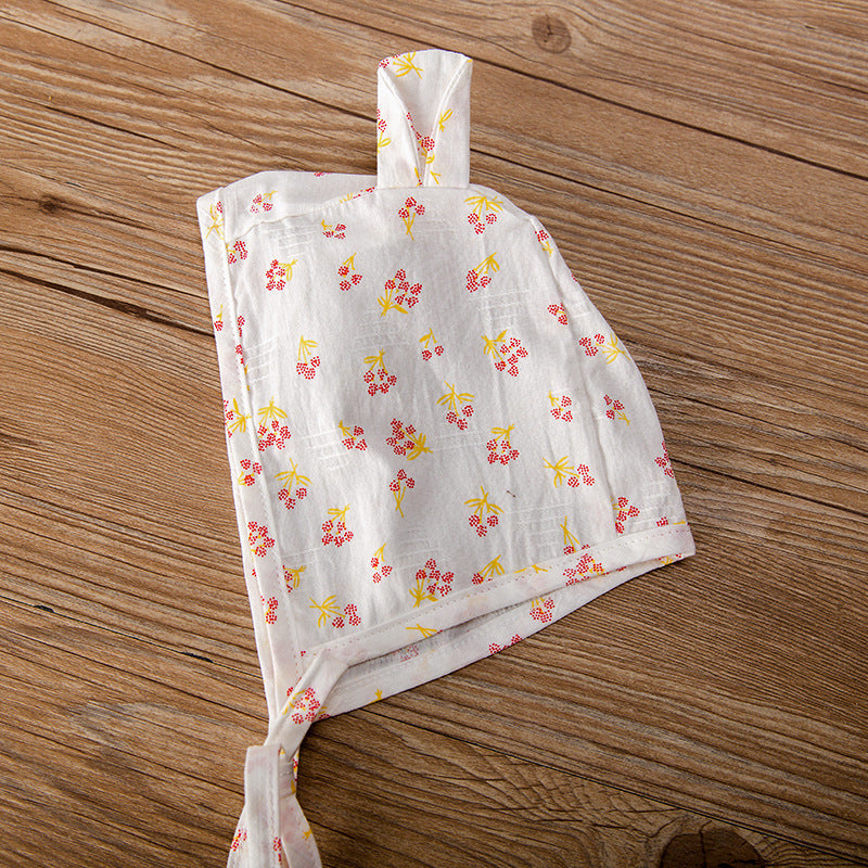Baby Girl Floral Print Square Collar Onesies With Hat-9