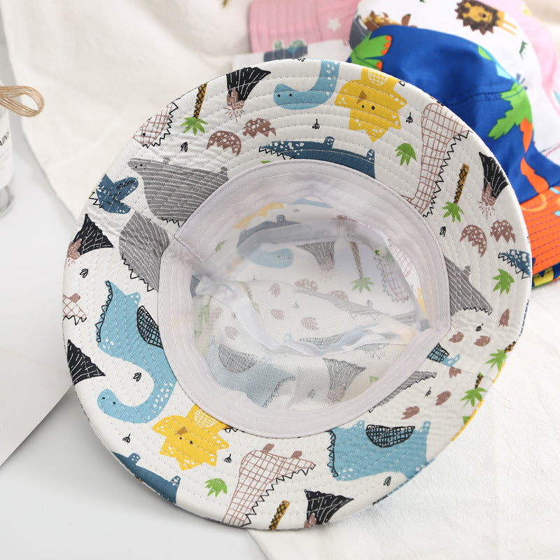 Baby Boy Cartoon Animal & Cactus Pattern Sunshade Bowl Hats-9