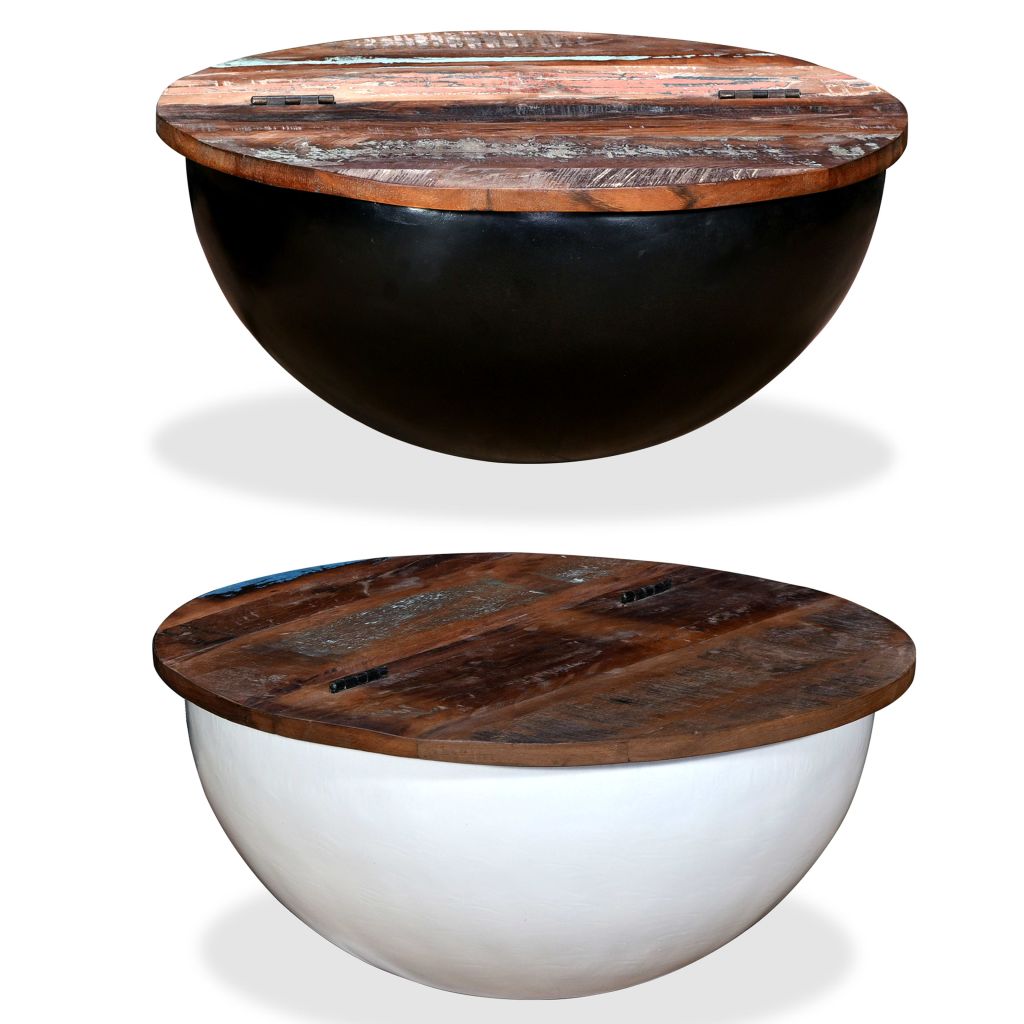 vidaXL Coffee Table Bowl-shaped End Table with Steel Base Solid Wood Reclaimed-2