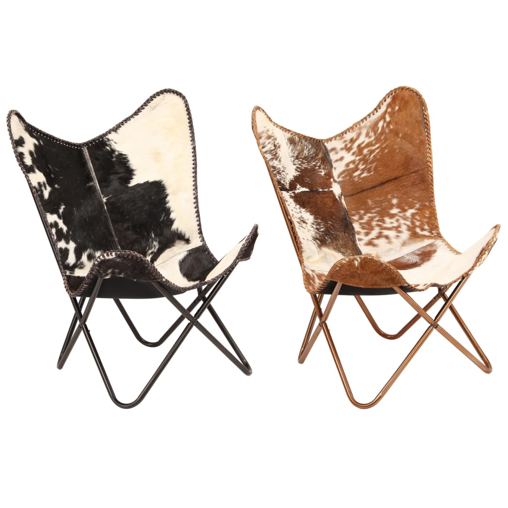 vidaXL Chair Accent Chair with Powder Coated Iron Frame Genuine Goat Leather-5