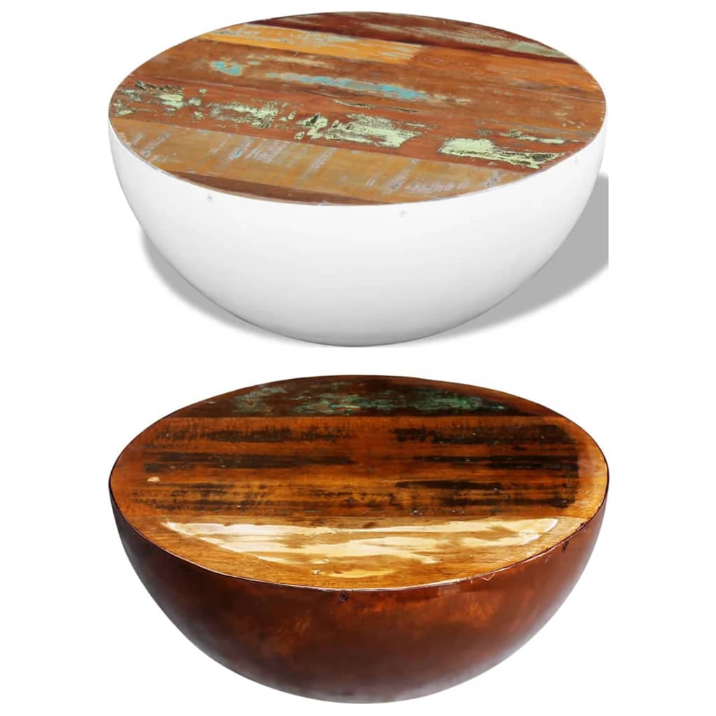 vidaXL Coffee Table Bowl-shaped End Table with Steel Base Solid Wood Reclaimed-1