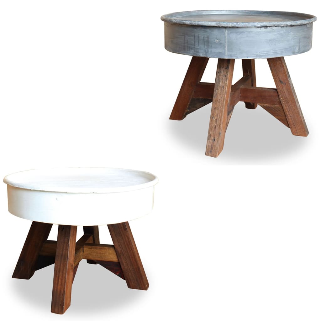 vidaXL Coffee Table Solid Reclaimed Wood 23.6"x17.7" Silver-5