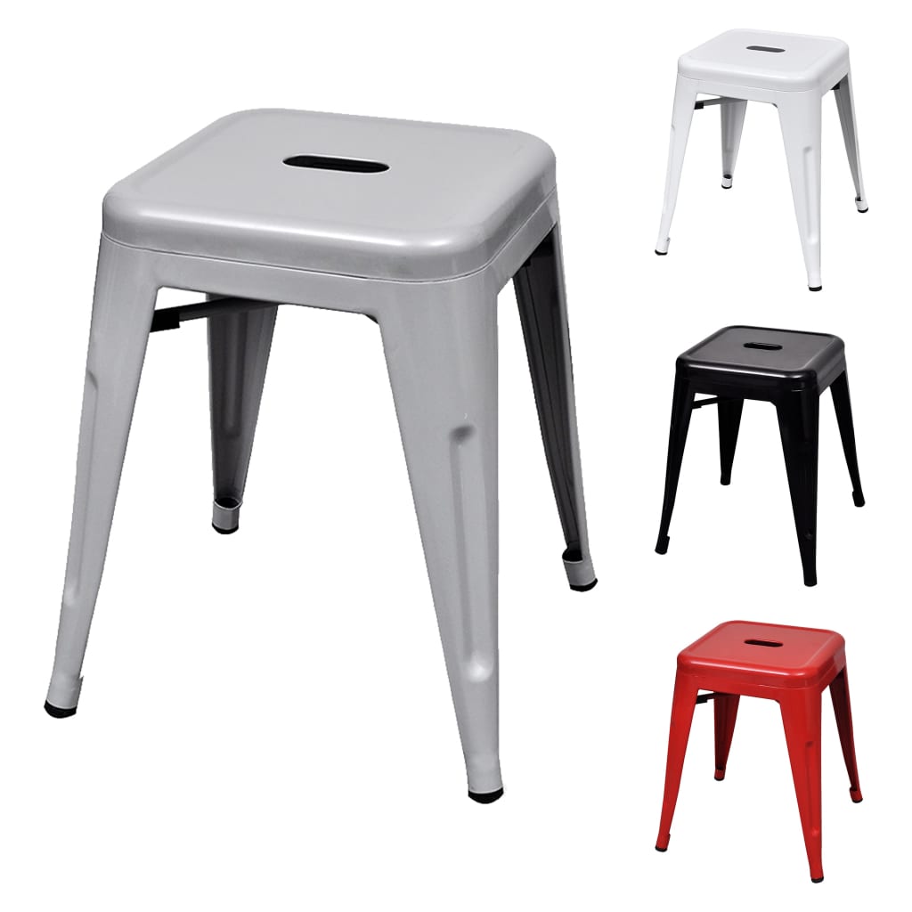 vidaXL Bar Stool Set of 2 Metal Stackable 18" Kitchen Counter White/Black/Red/Gray-45