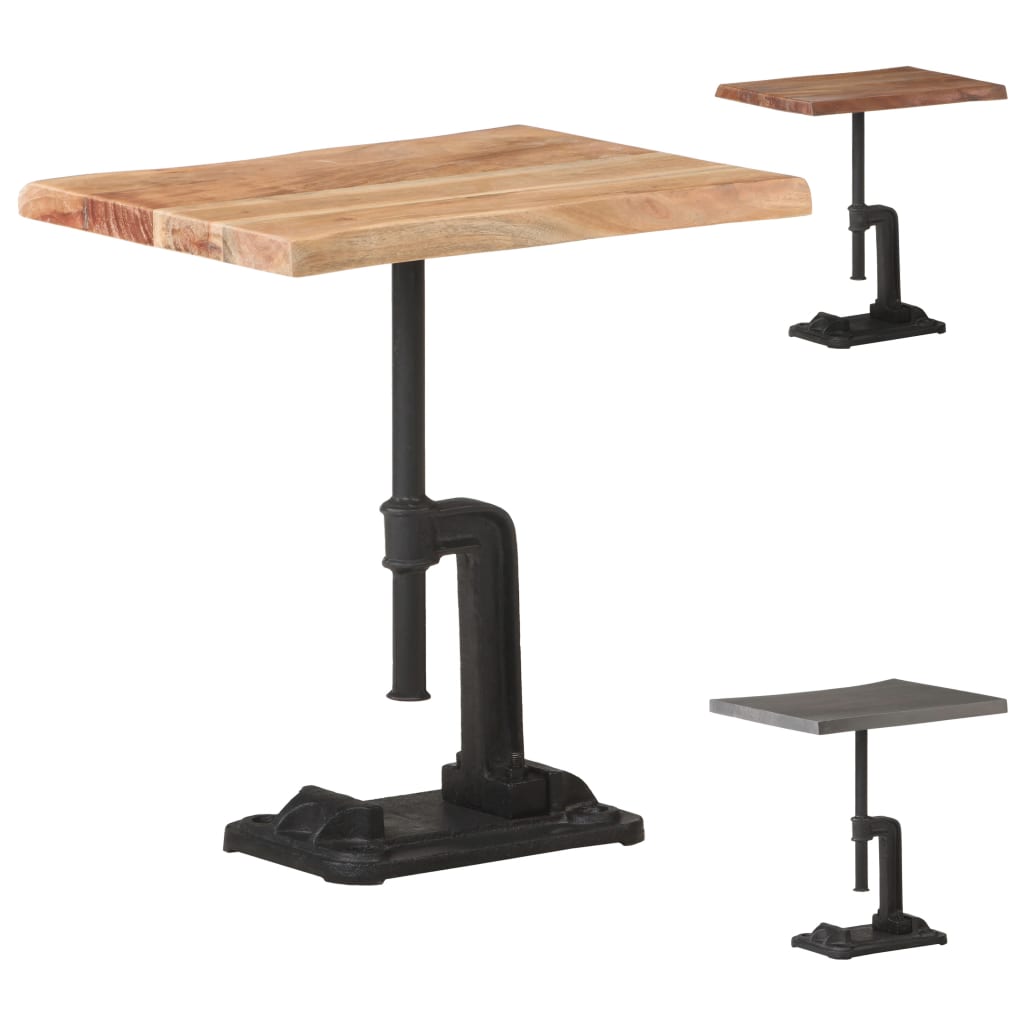 vidaXL Side Table End Sofa Table Coffee Table Solid Acacia Wood and Cast Iron-3