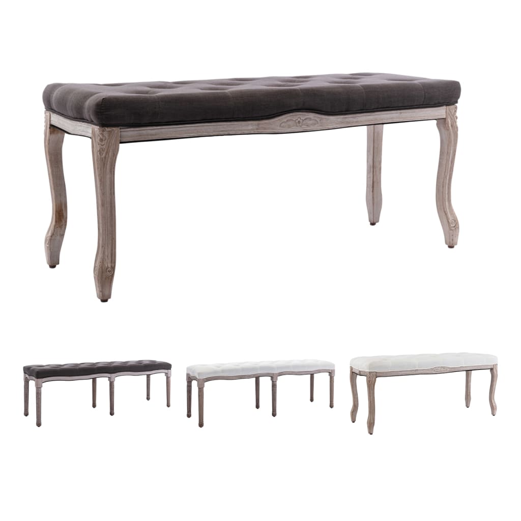 vidaXL Bench Linen & Solid Wood Furniture Multi Colors 43.3"x15"/59.1"x15.7"-30