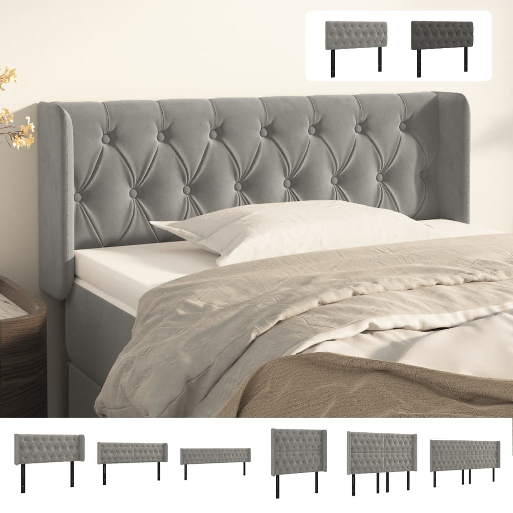 vidaXL Headboard with Ears Dark Gray 72"x6.3"x30.7"/34.6" Velvet-8