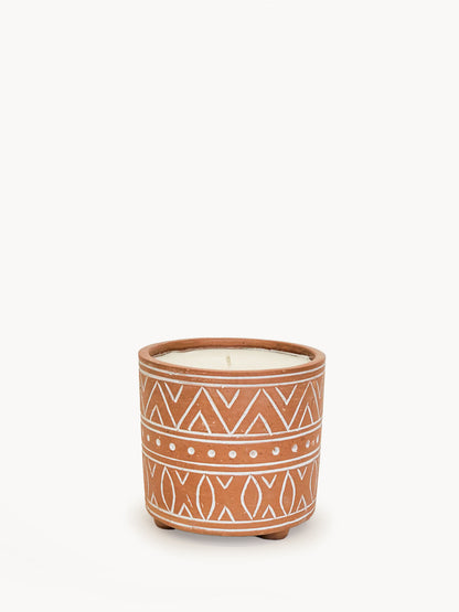 Hand Etched Terracotta Garden Pot Candle-0