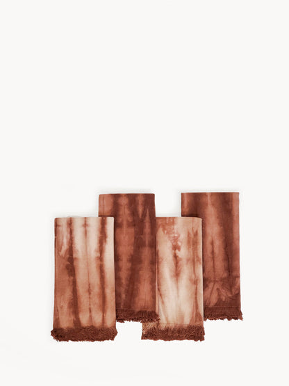 Tie Dye Cotton Napkin - Brown (Set of 4)-0