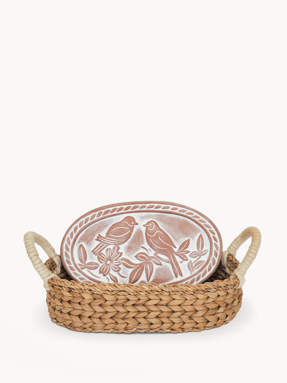 Bread Warmer &amp; Basket - Lovebirds Oval-0