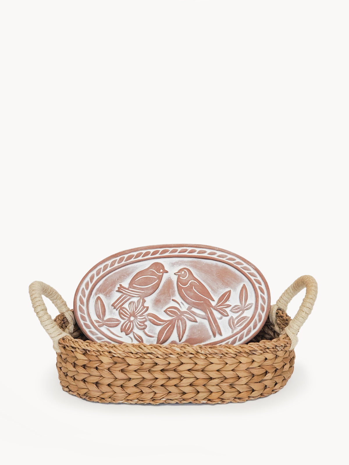 Bread Warmer &amp; Basket - Lovebirds Oval-0