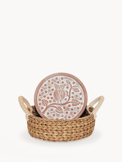 Bread Warmer &amp; Basket - Owl Round-0