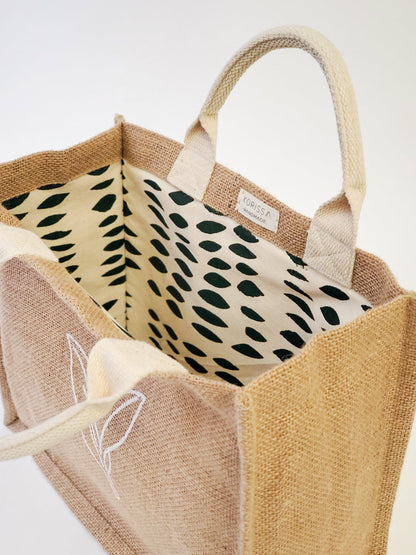 Jute Canvas Gift Bag - Nature-1