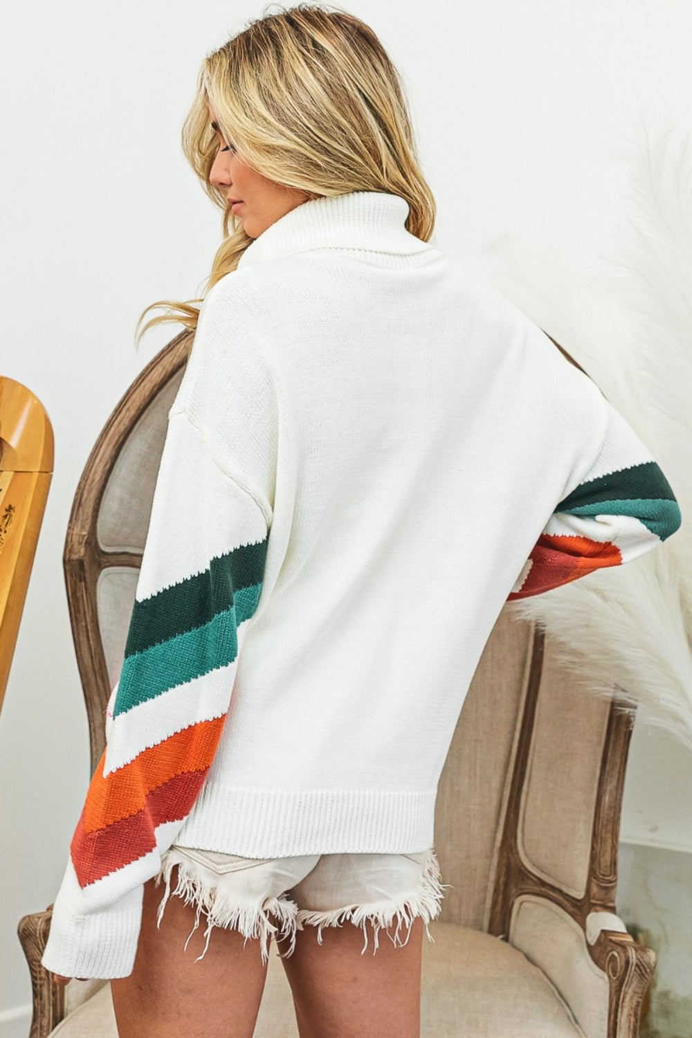 Multi Color Chevron Pattern Sweater