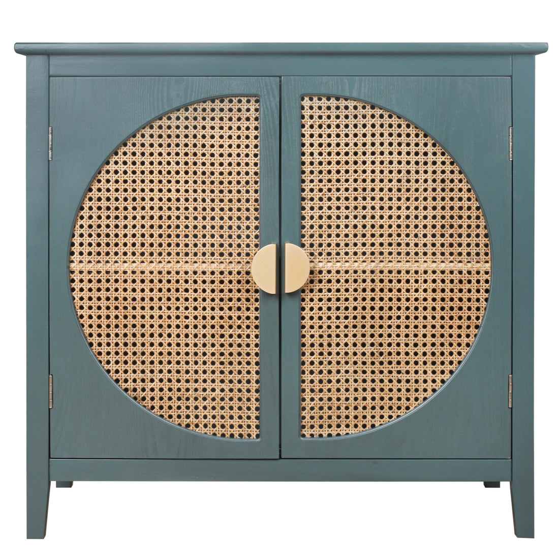 2 Doors Cabinet With Natural Rattan Weaving-1