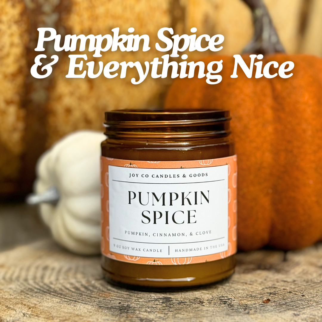 Pumpkin Spice Scent 9 oz Soy Wax Candle, Fall Home Decor, Handmade in the USA