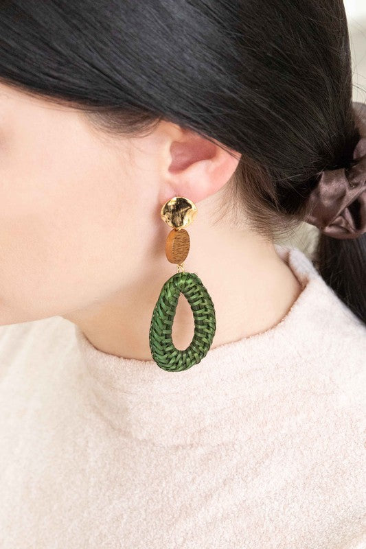 Oval Wicker Drop Earrings