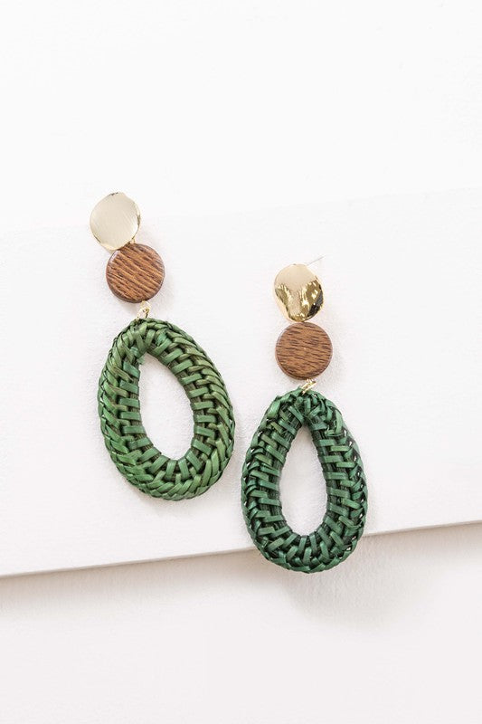 Oval Wicker Drop Earrings