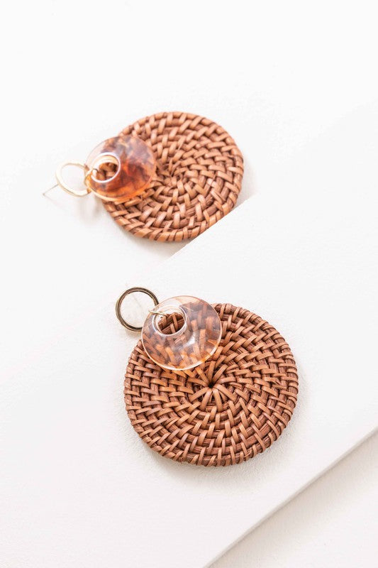 Wicker and Hoop Drop Earrings