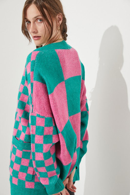 CHECKERED OVERSIZED SWEATER JJK5031P