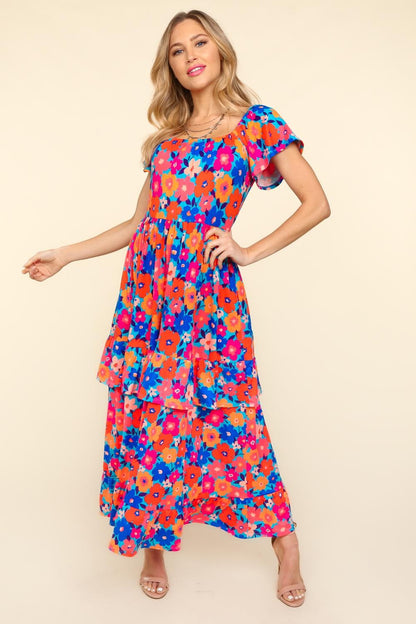 Haptics Floral Maxi Ruffled Dress with Side Pockets