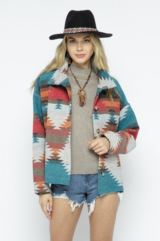 Soft Comfy Lightweight Aztec Pattern Jacket