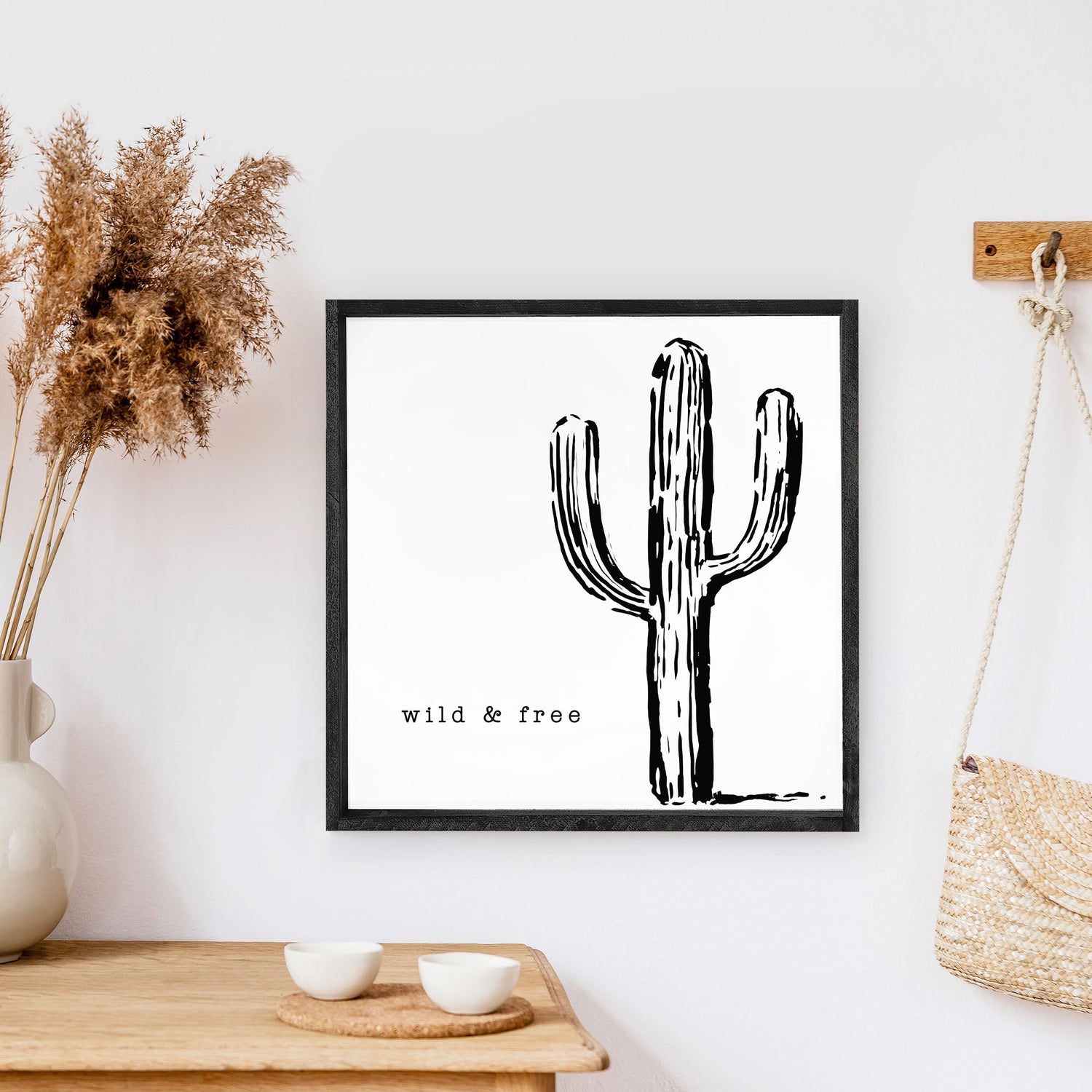 Cactus Wild &amp; Free Wood Sign-6