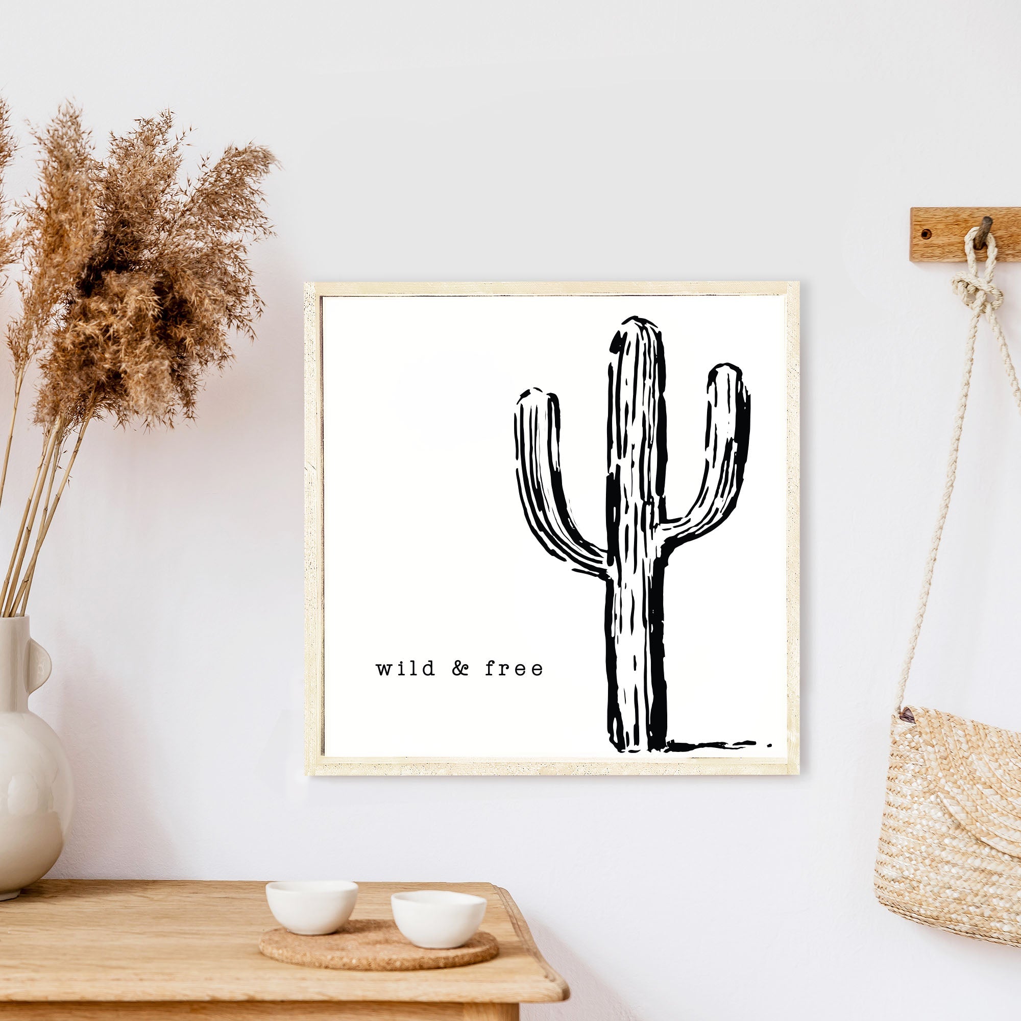 Cactus Wild &amp; Free Wood Sign-4