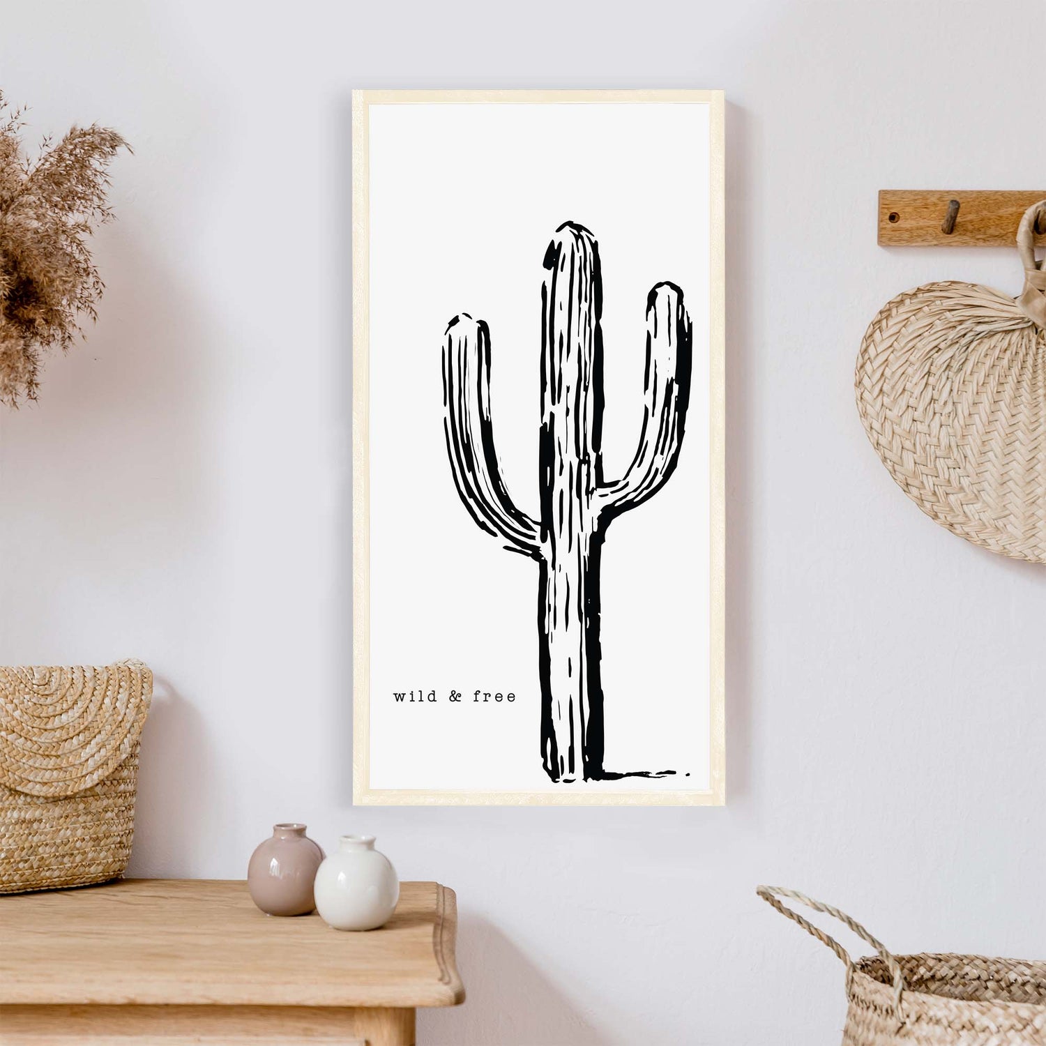 Cactus Wild &amp; Free Wood Sign-3