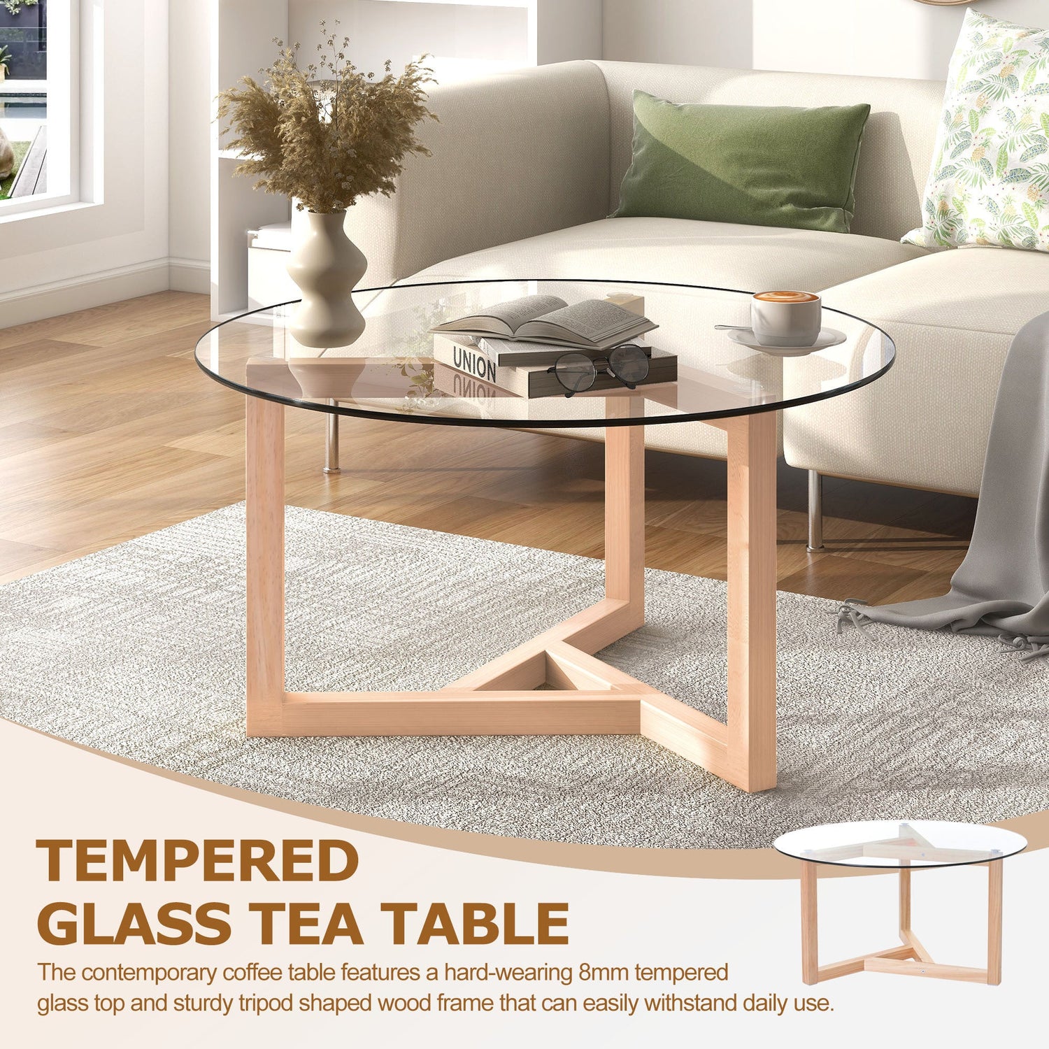 Round Glass Modern Coffee Table-5