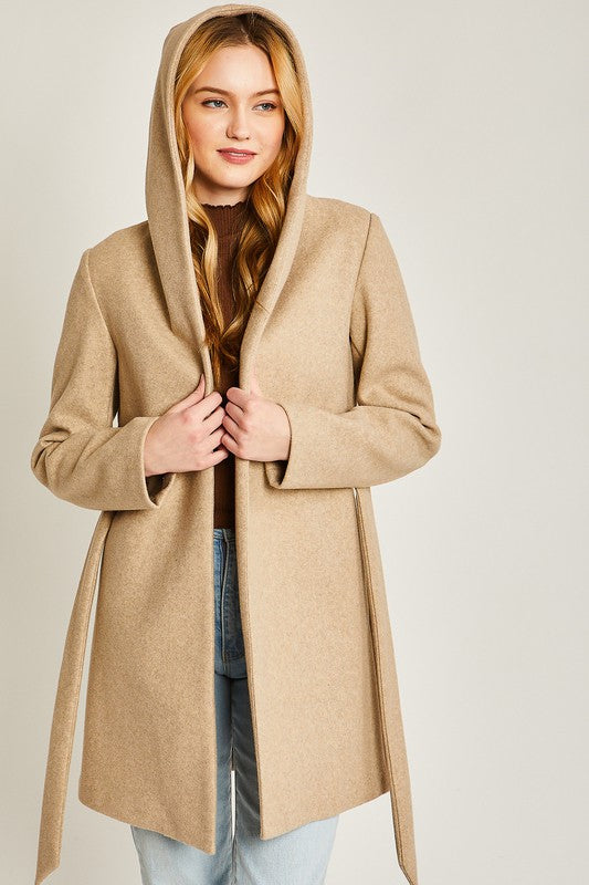 JQ Fleece Belted Hoodie Coat